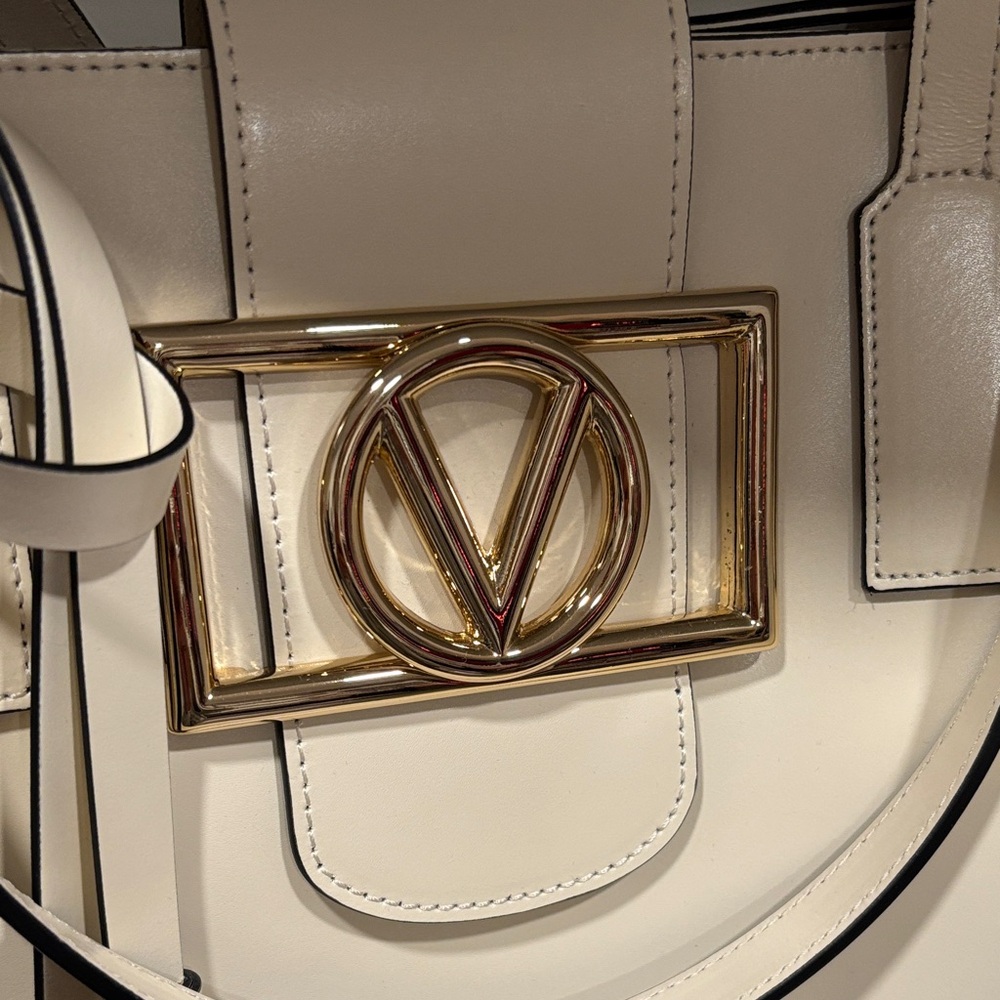 Mario Valentino Cream Tote with Gold Accent - Picture 5 of 7